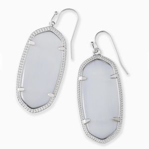 Kendra Scott Elle Silver Earrings Slate Cats Eye